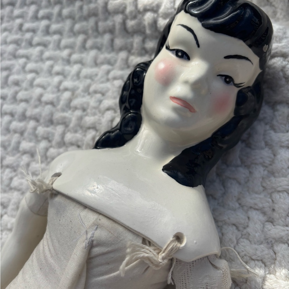 Rare Mid-Century Porcelain China Head Doll — One-of-a-Kind Glamour Lady Dramatic